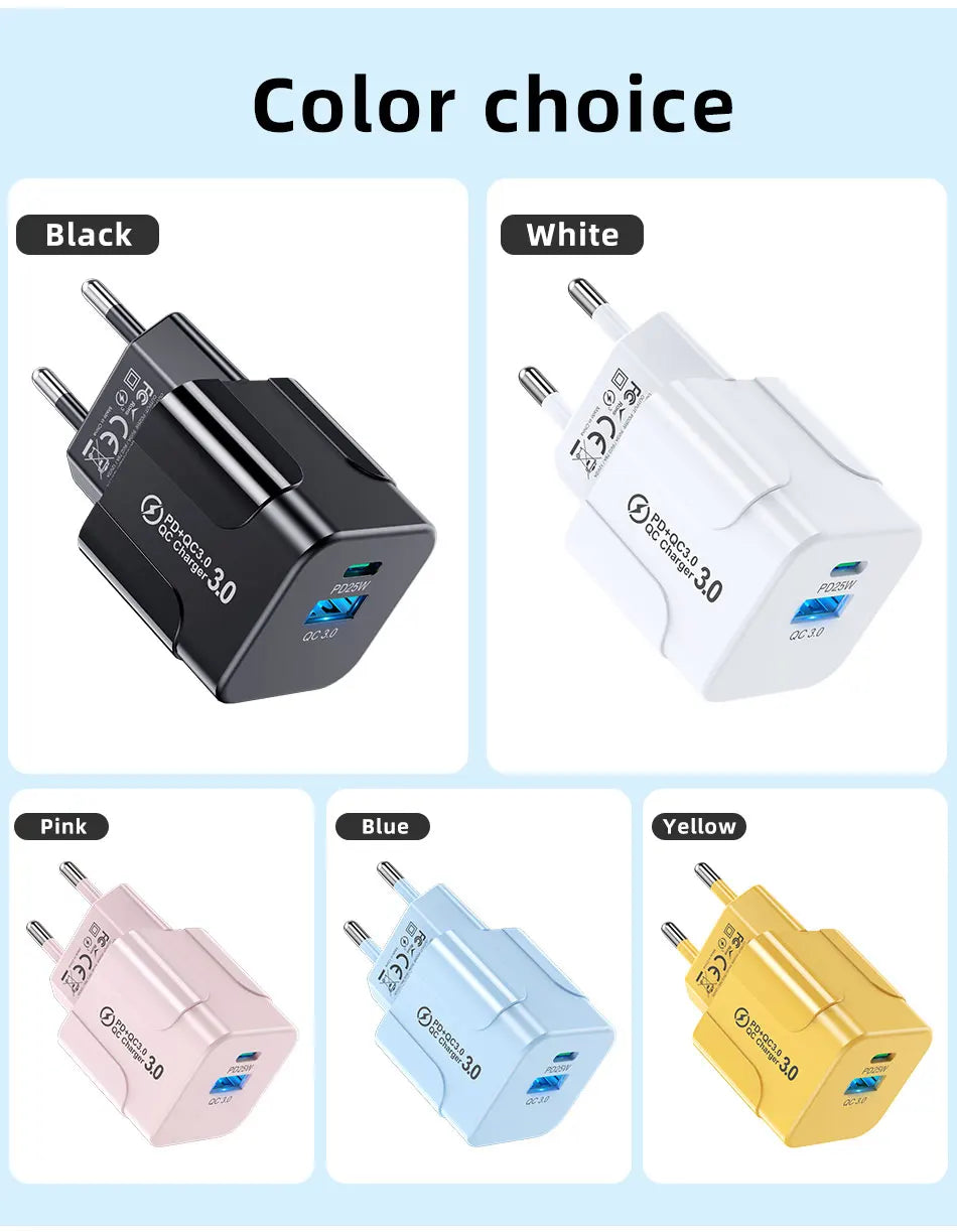 Cargador Pared Rápido PD 25W USB Tipo C (Enchufe Coreano KR) para iPhone 15 Pro Max