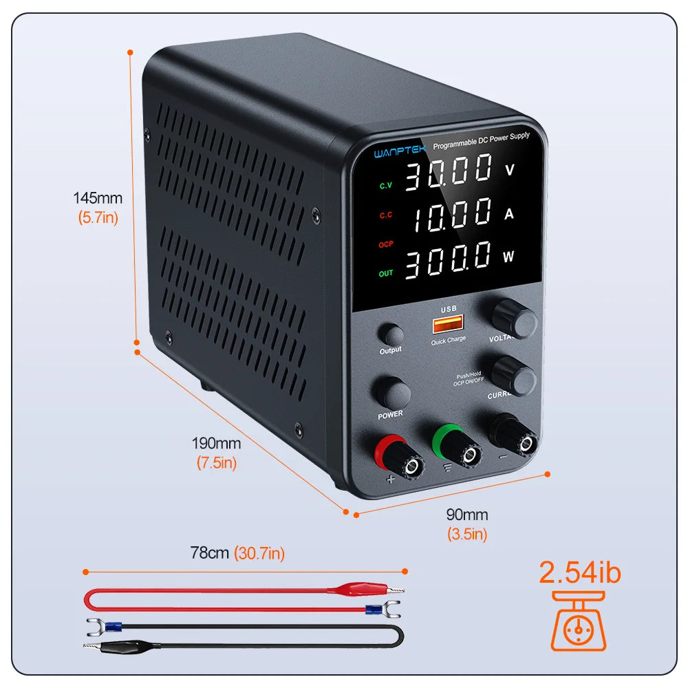 Fuente de Poder Laboratorio WANPTEK DC Ajustable 30V/60V/120V Regulador Voltaje Preajuste V/A (Input 110V/220V)
