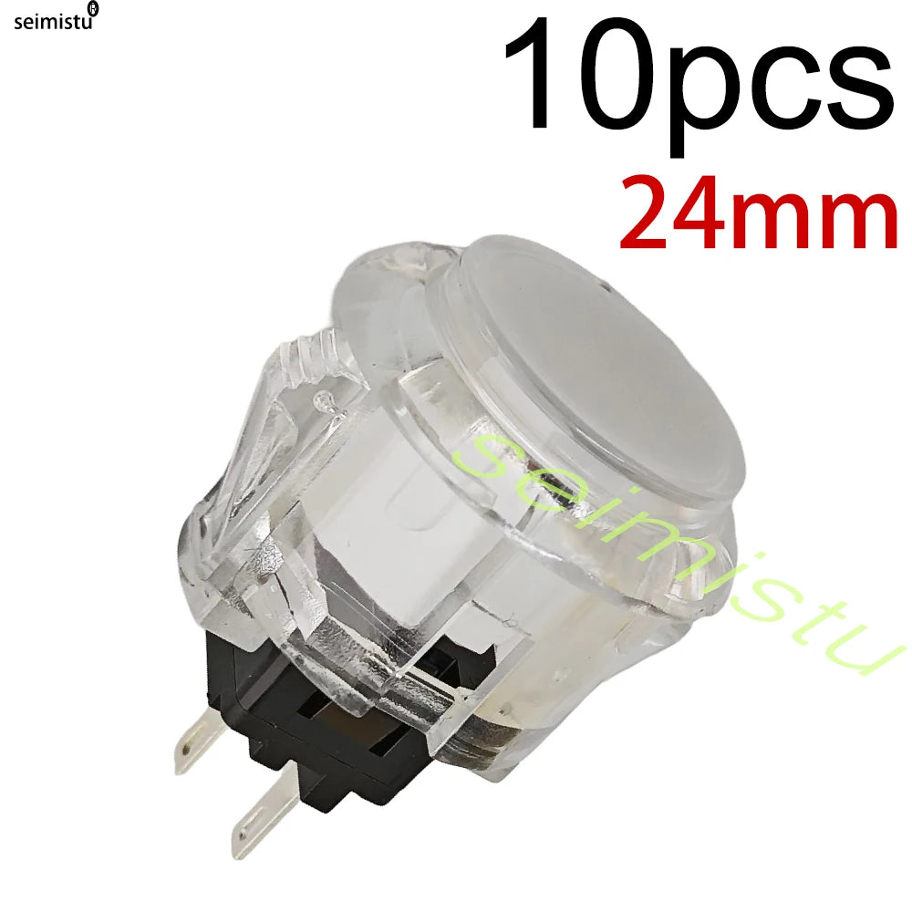 Botón Pulsador Transparente (24mm/30mm) Copia Sanwa OBS-C para Consola Videojuegos/Hitbox/Arcade PC Neo Geo (10 Unidades)
