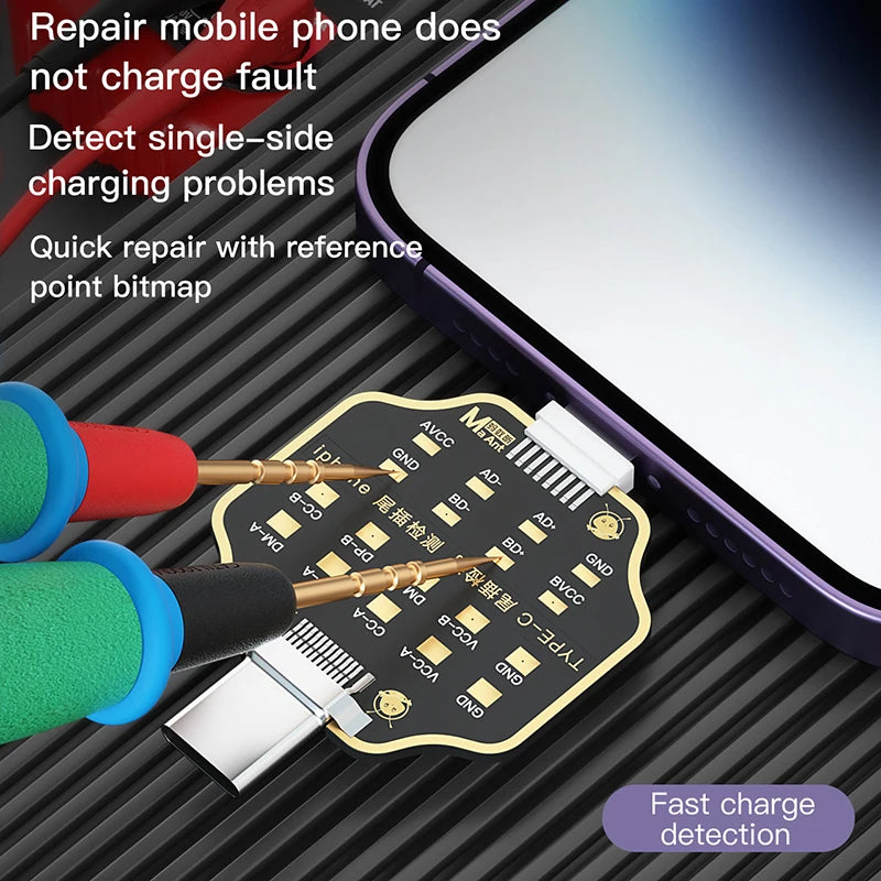 Placa PCB Test Micro USB / Tipo-C - Tester Flex Carga Dock para iPhone (U2) / Android