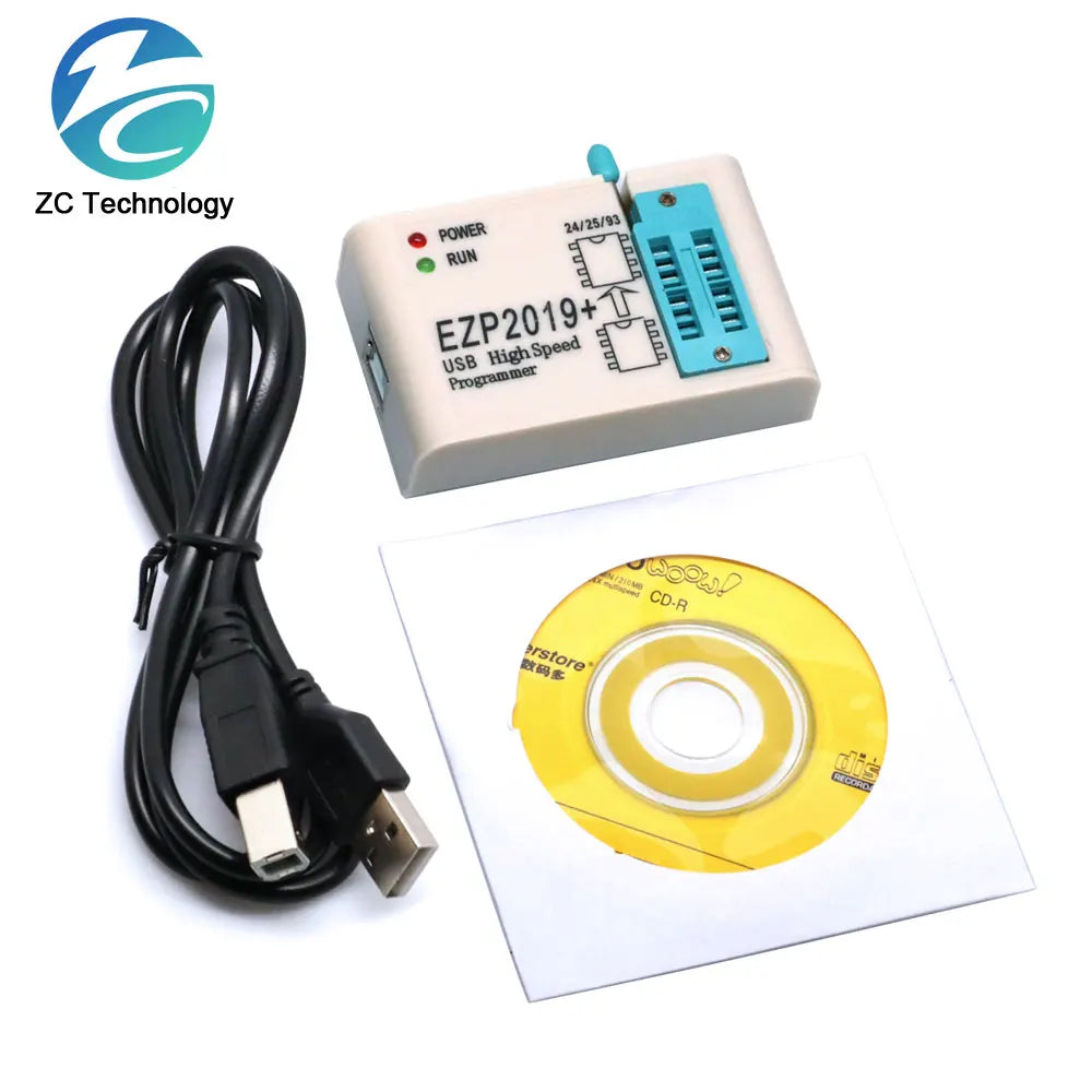 Kit Programador USB SPI Alta Velocidad EZP2019 (Última Versión) Full Set con Adaptadores Socket para EEPROM 24/25/93, Flash 25 BIOS Chip