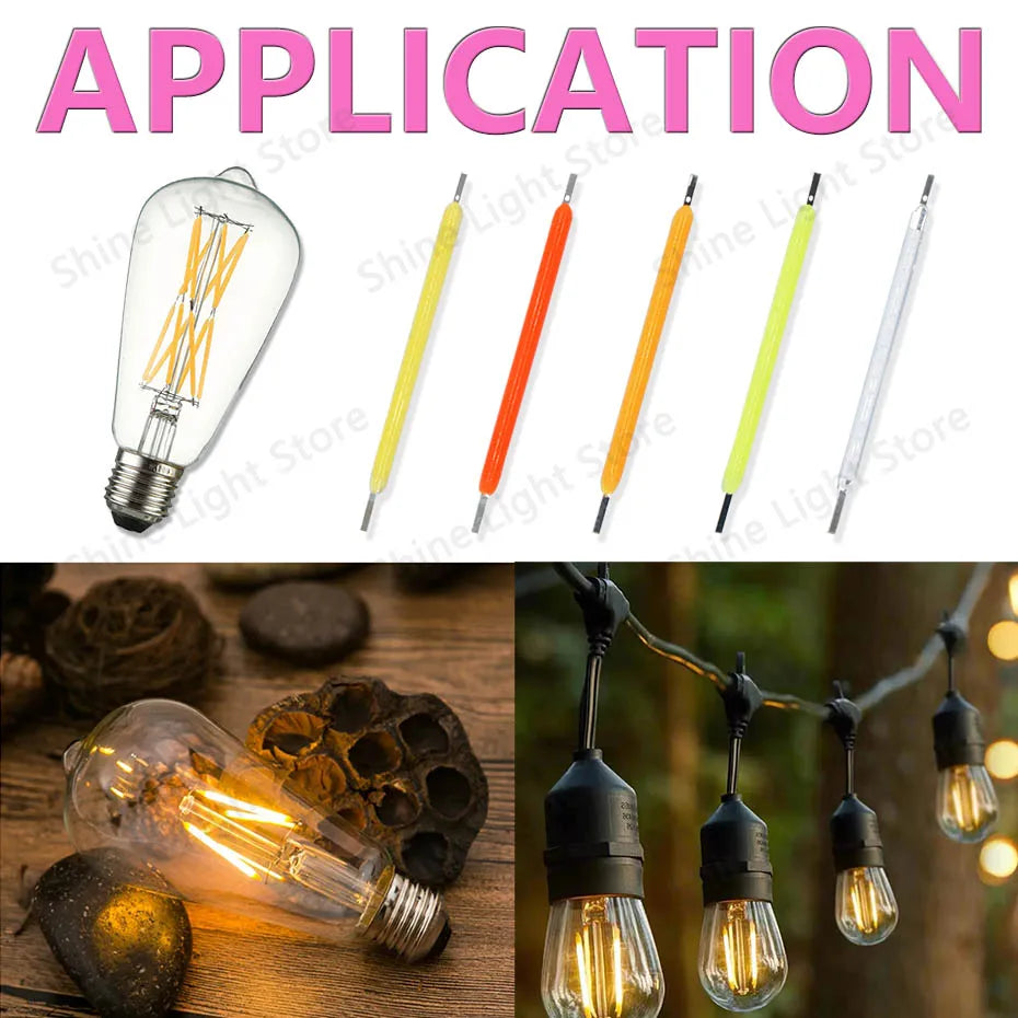 Filamento LED COB 3V 38mm para Bombilla Edison Decoración Hogar/Boda/Camping DIY (10-1200 Piezas)