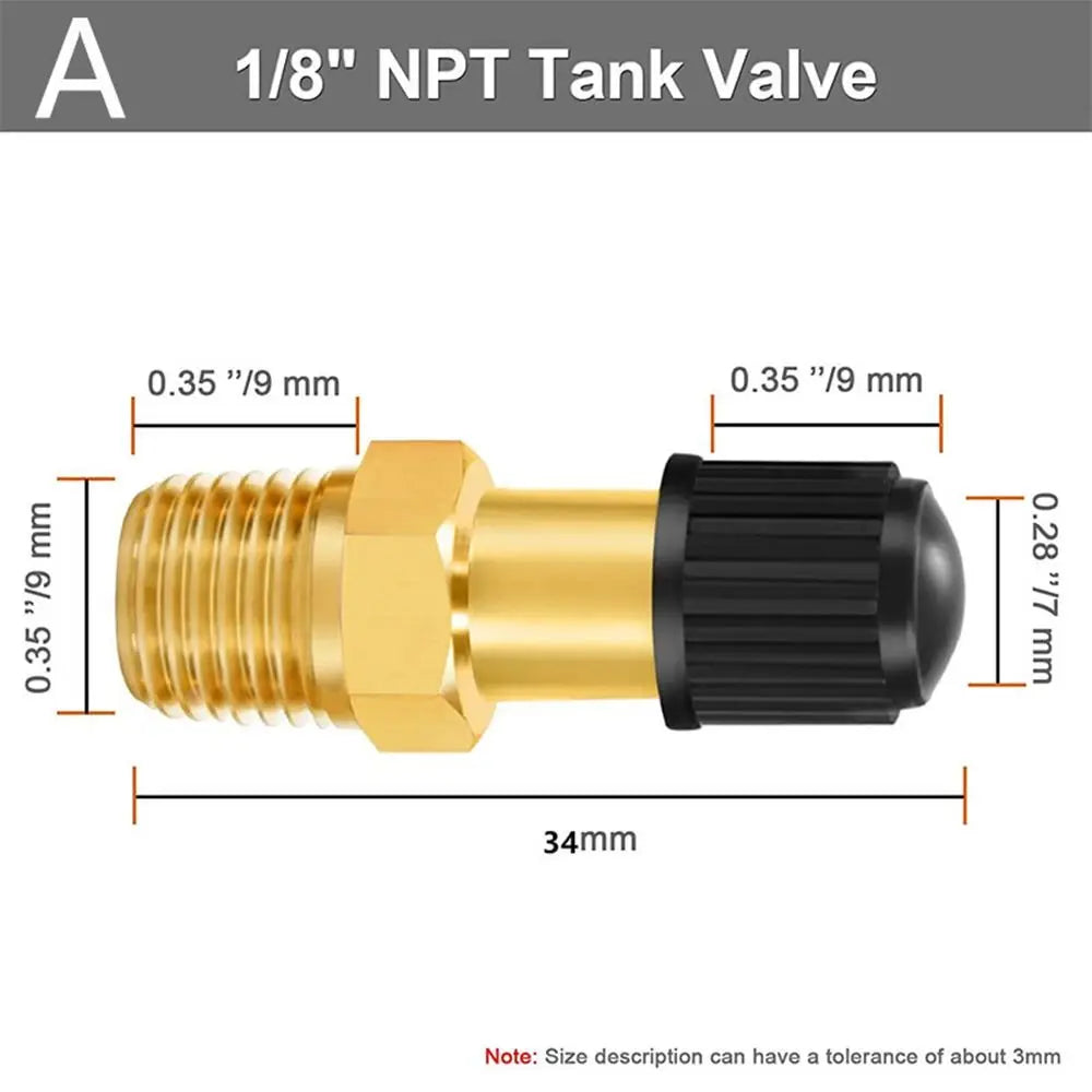 Válvula Llenado Tanque Compresor Aire Latón Anti-Corrosión Schrader (Rosca 1/4 NPT / 1/8 NPT / M10) Núcleo Válvula Neumático Auto
