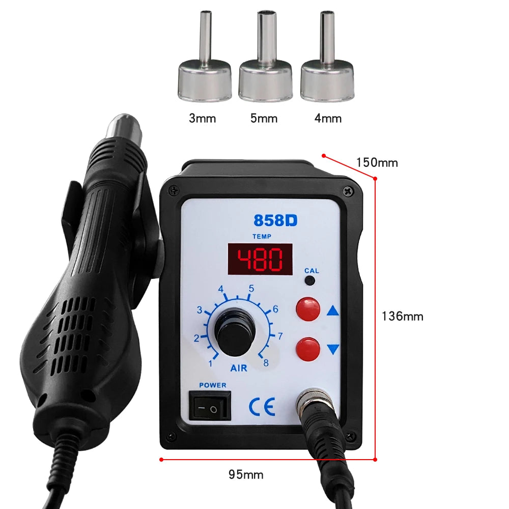 858D Hot Air Gun BGA Soldering Rework Station Blower Hair Dryer Hairdryer Soldering Heat Gun 220V 110V SMD SMT Welding Repair