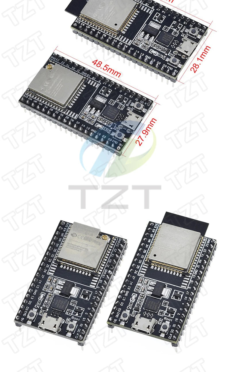 Placa Desarrollo DIYTZT ESP32 (ESP-32/ESP-32S/ESP32-CAM/ESP-WROOM-32) WiFi + Bluetooth Doble Núcleo Bajo Consumo