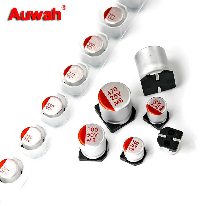 Capacitor Sólido Polímero SMD (47uF-1000uF, 6.3V-63V) - Pack 10 Unidades (Valores Surtidos)
