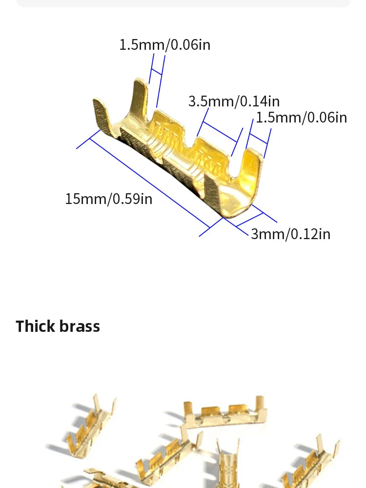 Terminal Conector Acoplamiento Tipo U Lengüeta (0.3-1.5mm²) Bloque Terminal Doble Conector (50/100/200 Unidades)