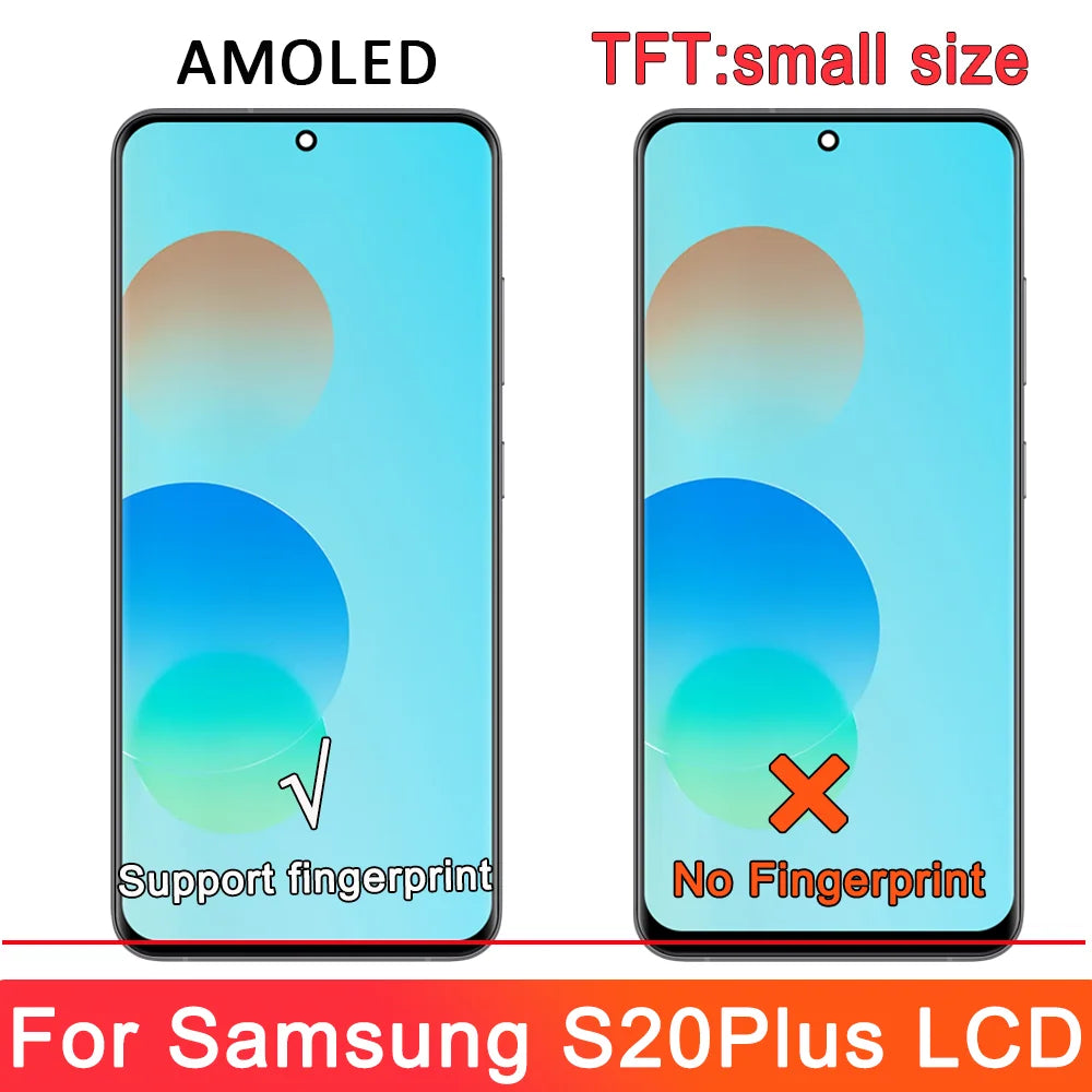 Pantalla TFT S20 Plus con marco para Samsung Galaxy S20 Plus G985F G986F pantalla LCD reemplazo de pantalla táctil Digital