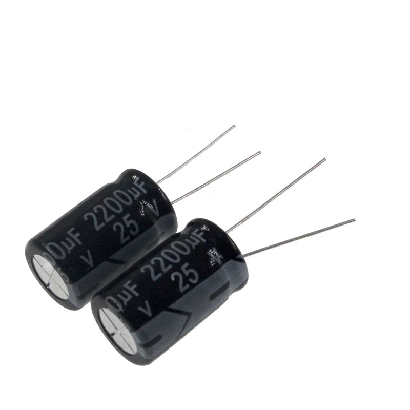 Capacitor Electrolítico Aluminio Radial (2200uF, 25V, 10x25mm) - Pack 10 Unidades