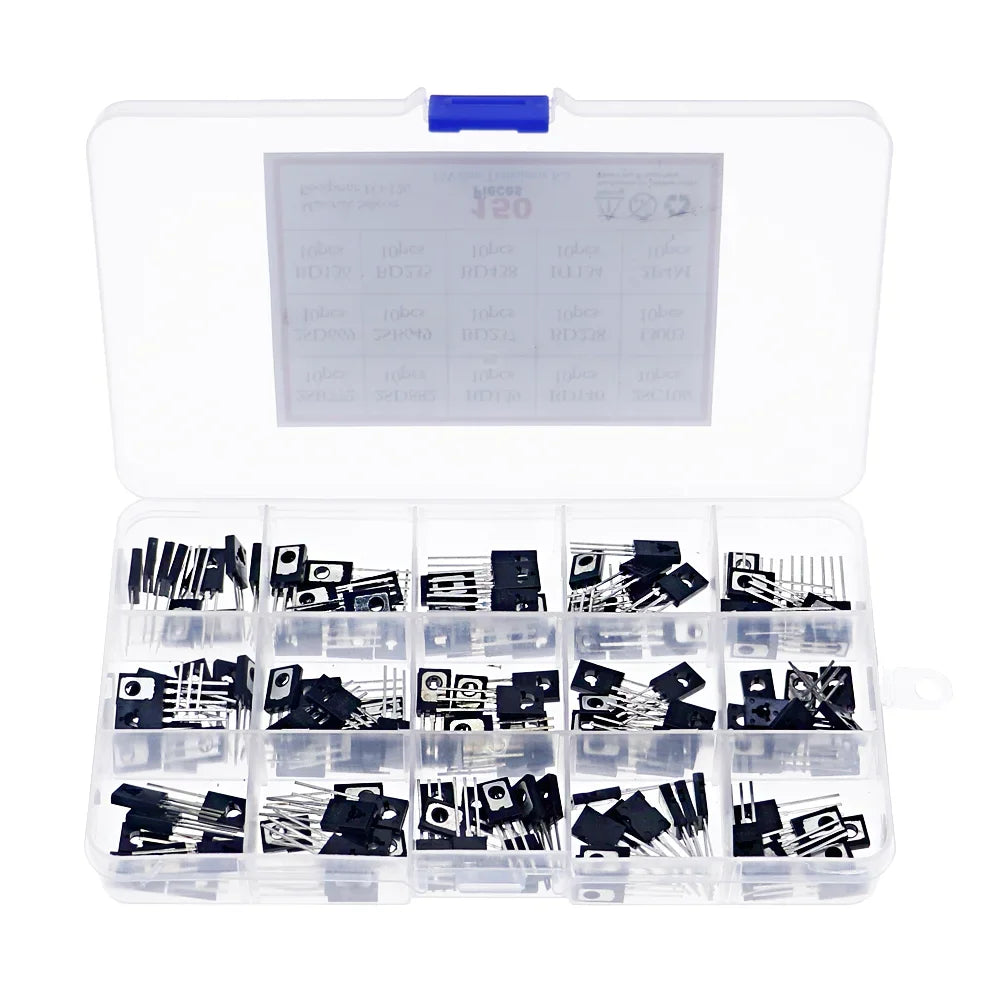 Kit Surtido 150 Pcs Transistores TO-126 (B772, D882, BD139, BD140, C106, D669, B649, D237, D238, 13003, BD136, BD235, BD438, BT134, 2P4M)