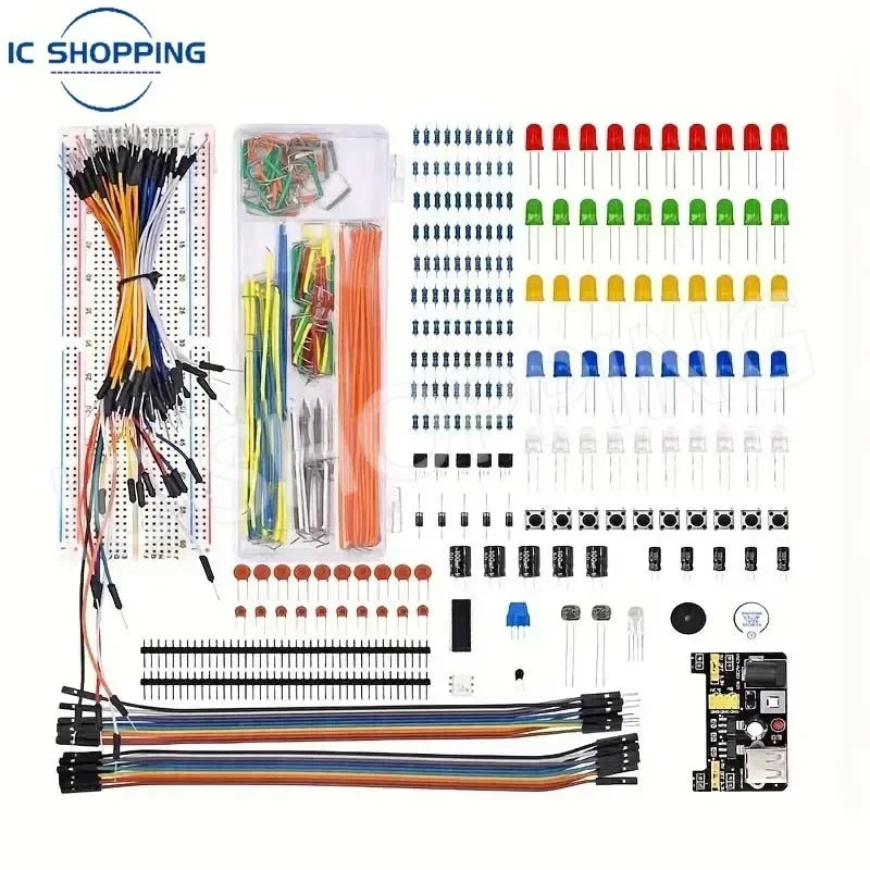 Kit Inicio Electrónica DIY (830 Piezas) para Arduino UNO R3 (Incluye Protoboard y Componentes)