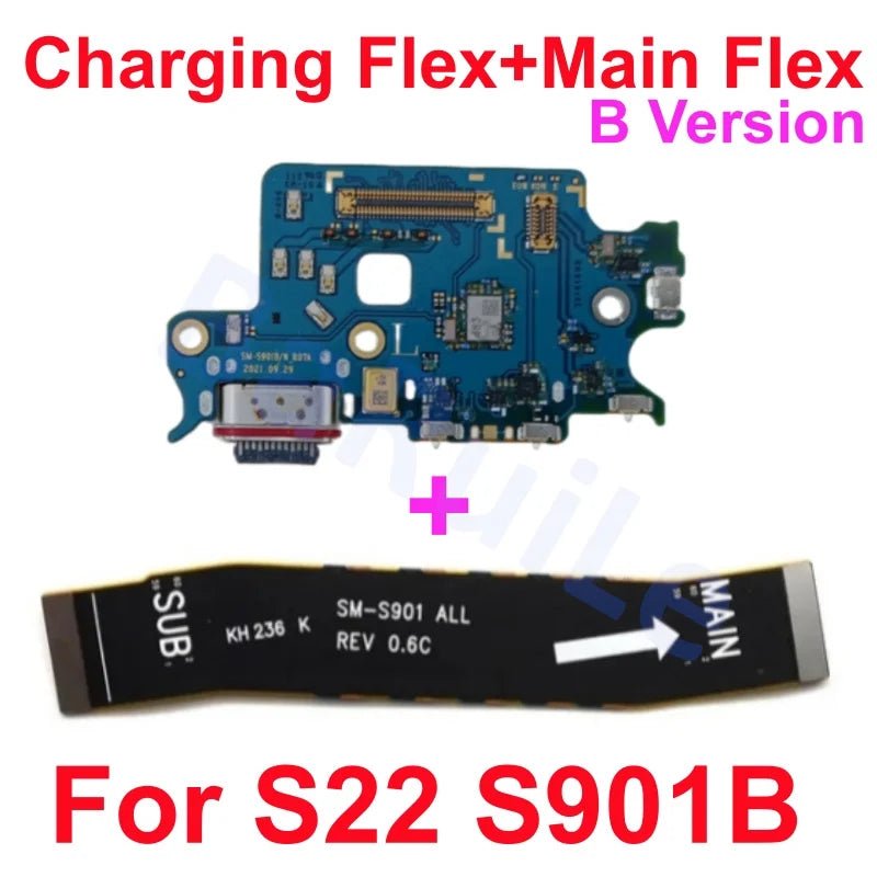 Puerto de carga flexible para Samsung S23 S22 Plus Ultra S901B S901U S906U S908B S S911B S916U S918B placa base conectar Cable USB principal