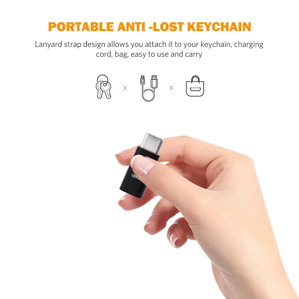 Lote 1-3 Pcs Adaptador Convertidor Carga Rápida PD 120W Lightning Hembra a USB-C Macho para iPhone 15/14/13/iPad/Samsung