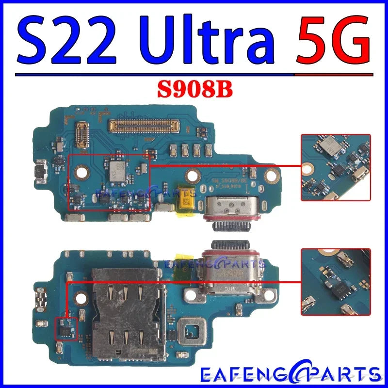 Placa Módulo Puerto Carga USB Dock para Samsung Galaxy S22/S23 Plus/Ultra (S901/S906/S908/S911/S916/S918 B/U/N)