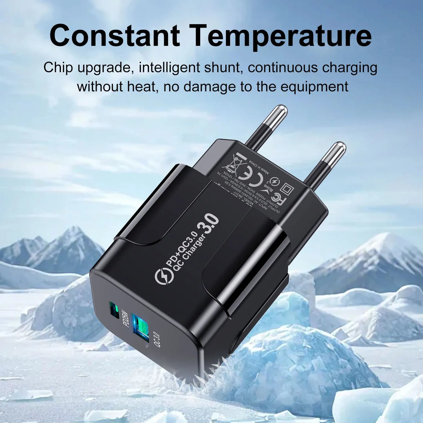Cargador Pared Rápido PD 25W USB Tipo C (Enchufe Coreano KR) para iPhone 15 Pro Max