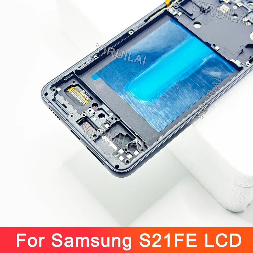AMOLED para Samsung Galaxy S21FE 5G G990B G990U pantalla LCD Digitalizador de pantalla táctil con marco para Samsung S21 FE LCD