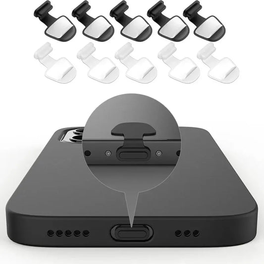Tapón Antipolvo Silicona para Puerto Carga iPhone/Samsung/USB Tipo C (Protector Anti-Pérdida, 6 Unidades)