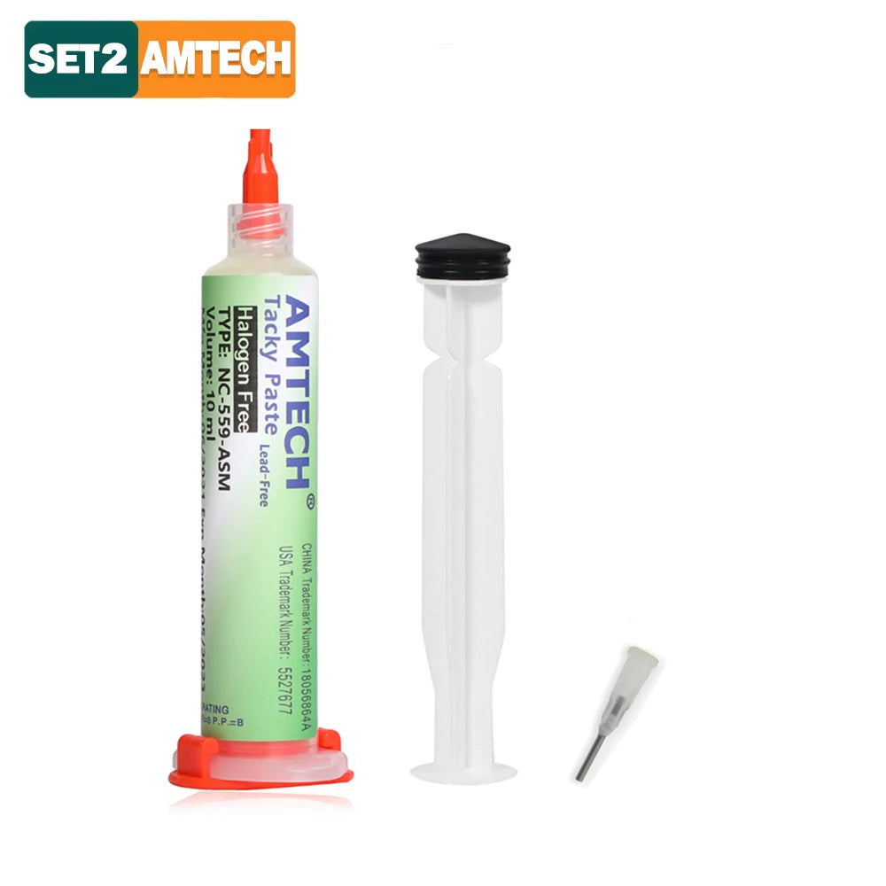 Flux Soldadura Amtech NC-559 en Jeringa (10ml) para Electrónica/BGA/SMD/PCB Reparación