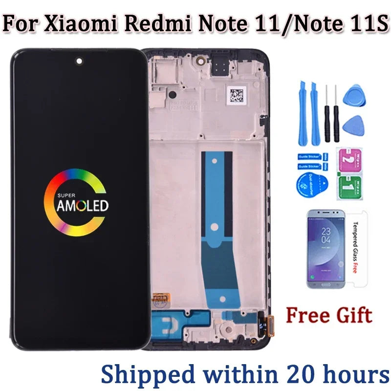 6.43'' For Xiaomi Redmi Note 11 LCD Display Note 11 2201117TG Screen Touch Glass Digitizer For Redmi Note 11S LCD 2201117SG