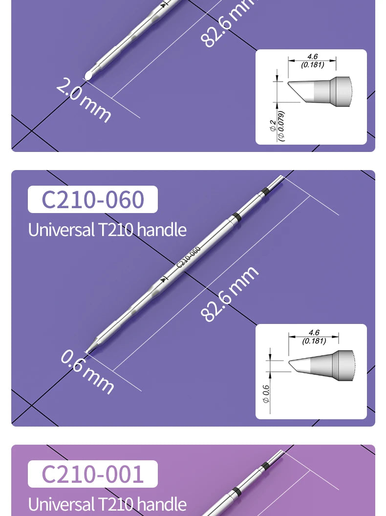 C210 Soldering Tips Compatible with JBC T210 Handle for CD-2SD/2SHE Station Welding Nozzle C210-001 C210-007 C210-008 C210-018