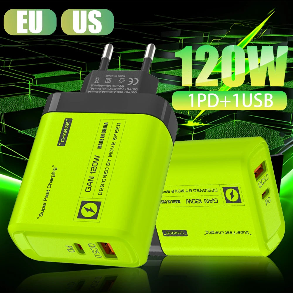 Cargador USB Doble Puerto (USB-C PD + USB-A QC 3.0) Carga Rápida para iPhone 14/15, Samsung, Xiaomi, Huawei