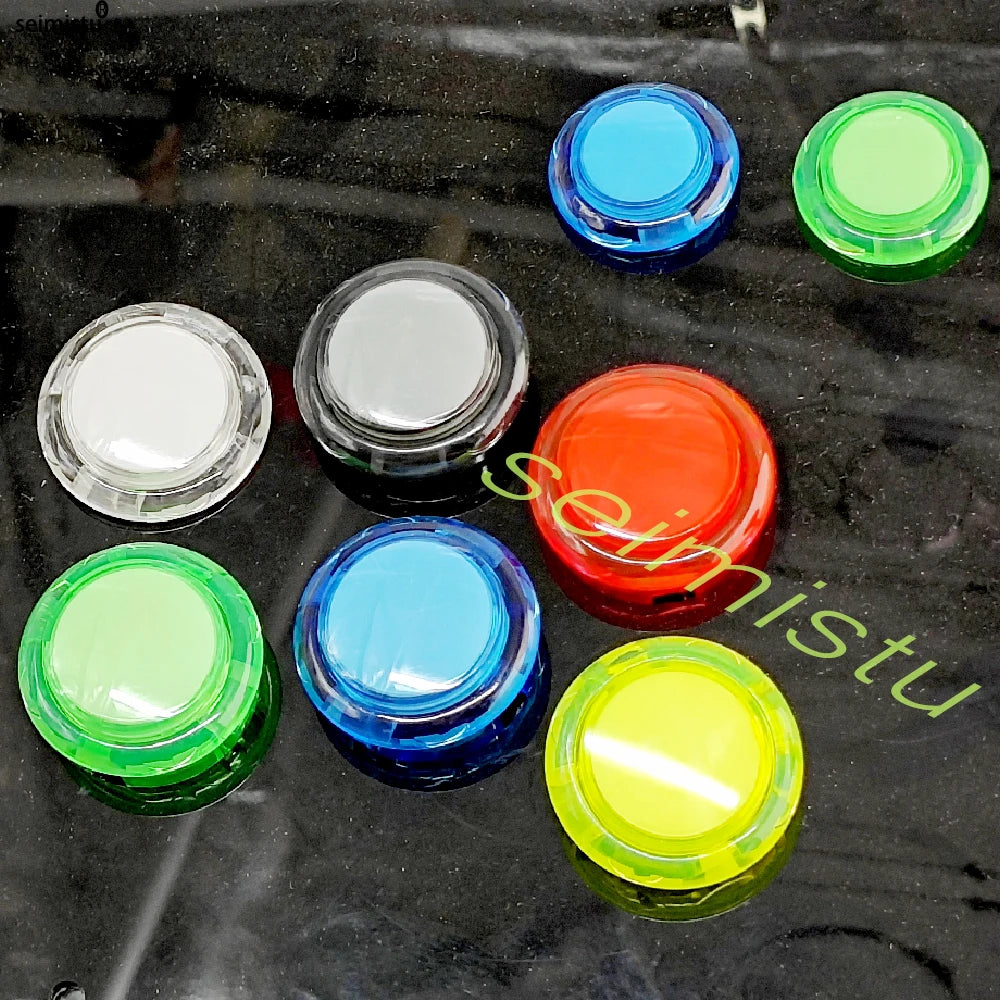 Botón Pulsador Transparente (24mm/30mm) Copia Sanwa OBS-C para Consola Videojuegos/Hitbox/Arcade PC Neo Geo (10 Unidades)