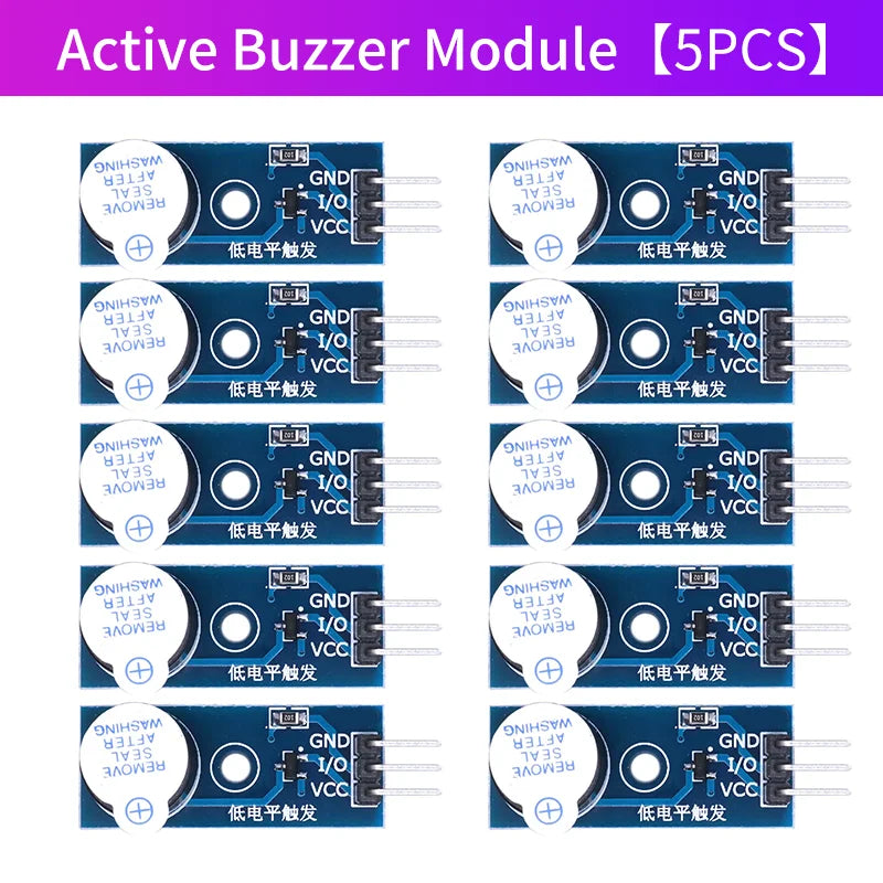 Módulo Buzzer Activo/Pasivo (3.3V-5V) Nivel Bajo para Arduino DIY Kit (1/5/10 Unidades)