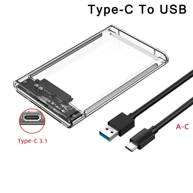 Carcasa Externa USB 3.0/Tipo C a SATA III para Disco Duro HDD/SSD 2.5" (Soporta UASP) Caja Harddisk