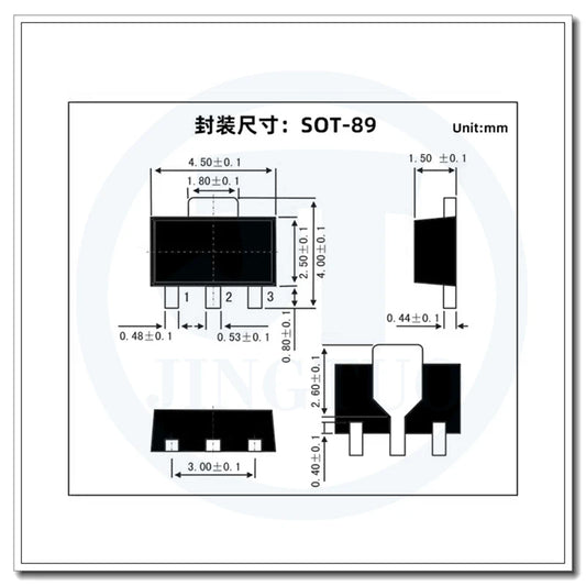 Transistor NPN 2SD882 SMD SOT-89 30V 3A - Lote 10 Piezas
