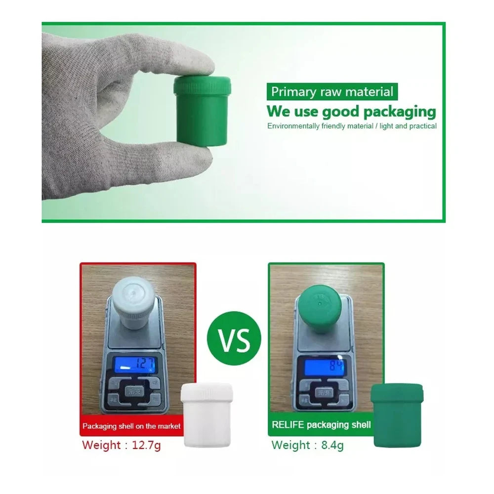 Pasta de Soldar Estaño RELIFE (Sn63/Pb37, 183°C Media Temperatura) Flux No-Clean Rosin para Reballing BGA/PCB/SMT