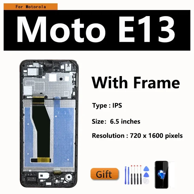 6.5" OEM LCD For Motorola Moto G13 G23 G53 G73 E13 XT2335-2 Display Touch Screen Digitizer Replacement With Frame