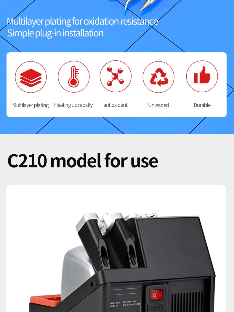 C210 Soldering Tips Compatible with JBC T210 Handle for CD-2SD/2SHE Station Welding Nozzle C210-001 C210-007 C210-008 C210-018