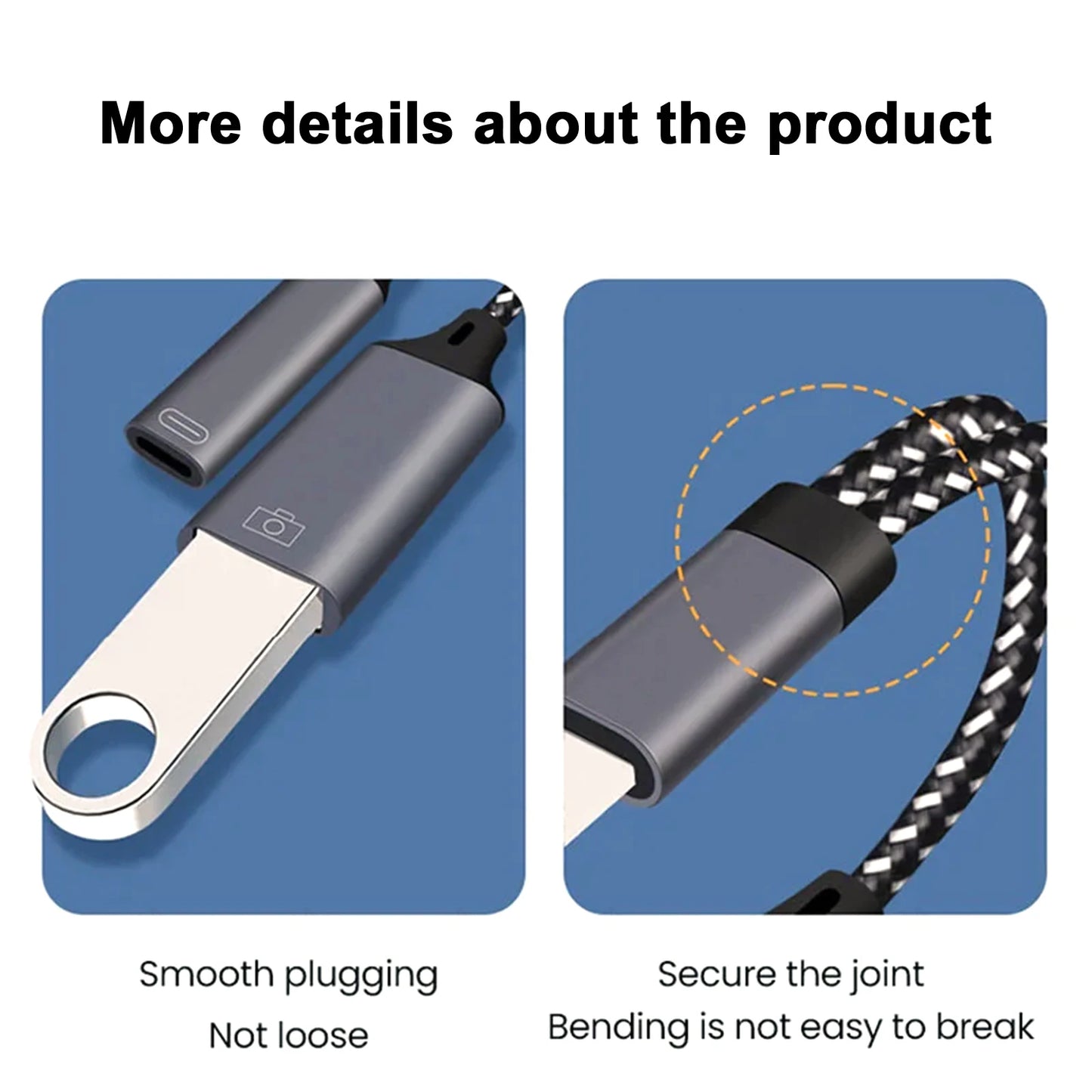 Adaptador OTG 2-en-1 USB-C a USB con Puerto Carga PD para Samsung/Huawei/Xiaomi/Laptop/Tablet