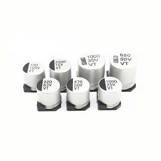 Capacitor Electrolítico Aluminio SMD (100uF, 6.3V-100V, Varios Tamaños) - Pack 20 Unidades (Valores Surtidos)