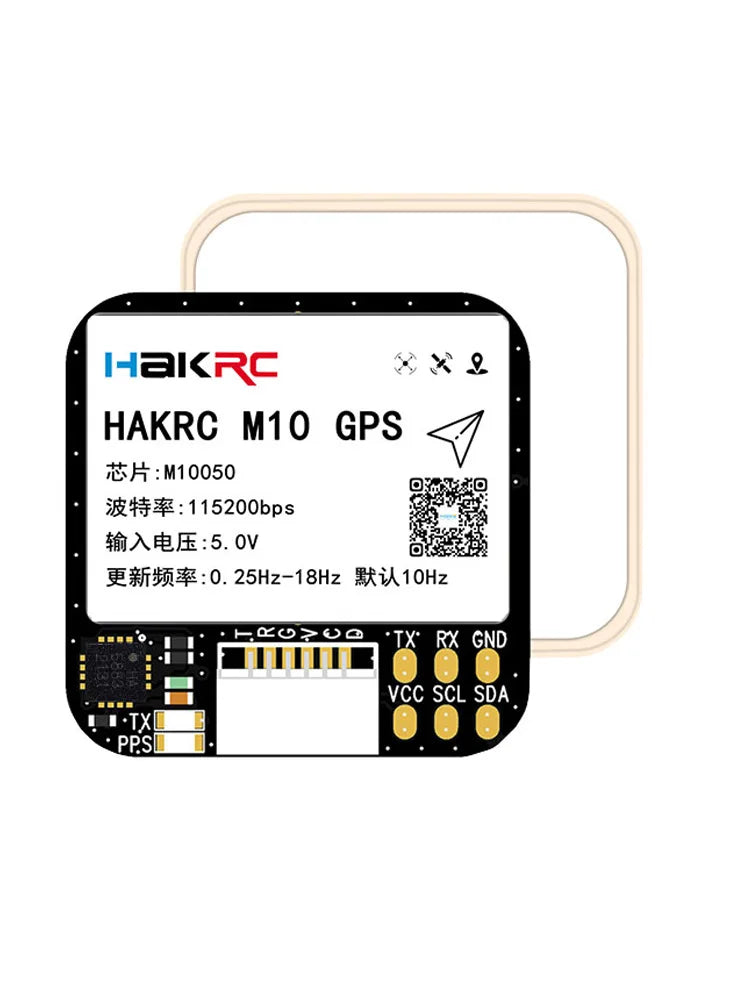 Módulo GPS HAKRC M10 (5V, 25x25mm) con Compás QMC5883 (Doble Protocolo) para Aviones RC FPV Largo Alcance