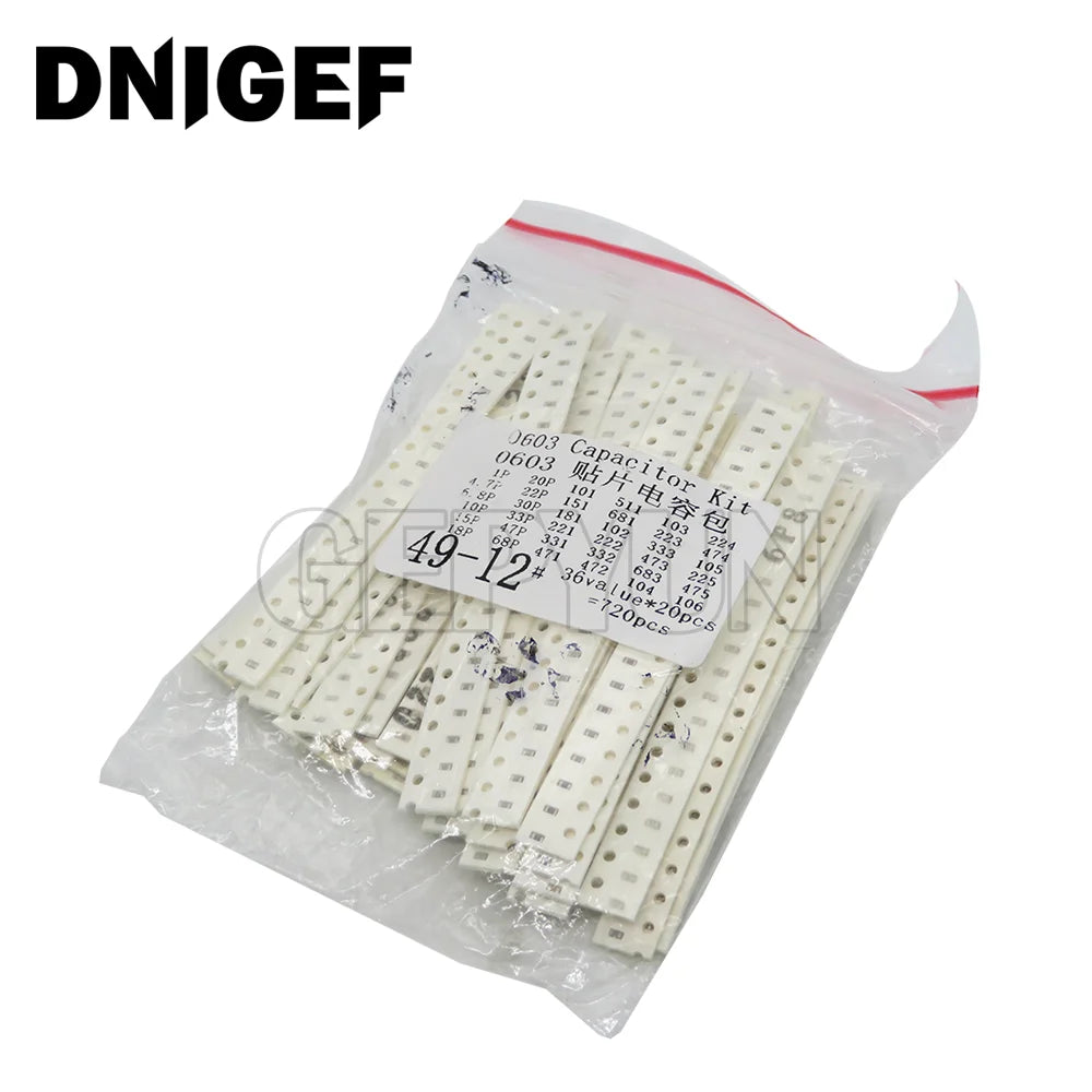 Kit Surtido Capacitor SMD (0603/0805/1206, 1pF-1uF, 16/36/50 Valores) - Pack 320 Piezas