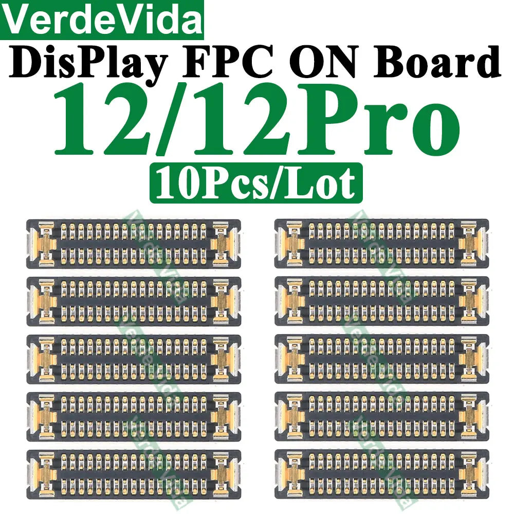 Conector FPC Pantalla LCD / Táctil en Placa Base para iPhone X/XS/XR/11/12/13/14/15/16 Pro Max/Plus (10 Unidades)