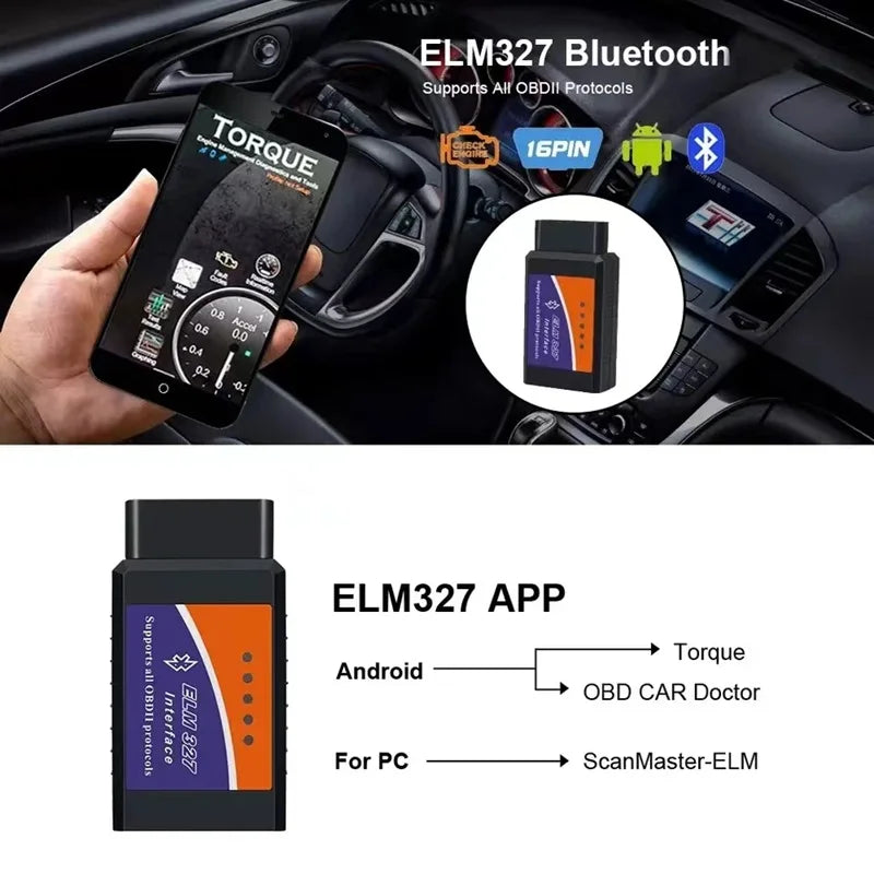 Scanner Diagnóstico Auto ELM327 V2.1 OBD2 Bluetooth Lector Códigos Detector Fallos Automotriz para Android/iOS