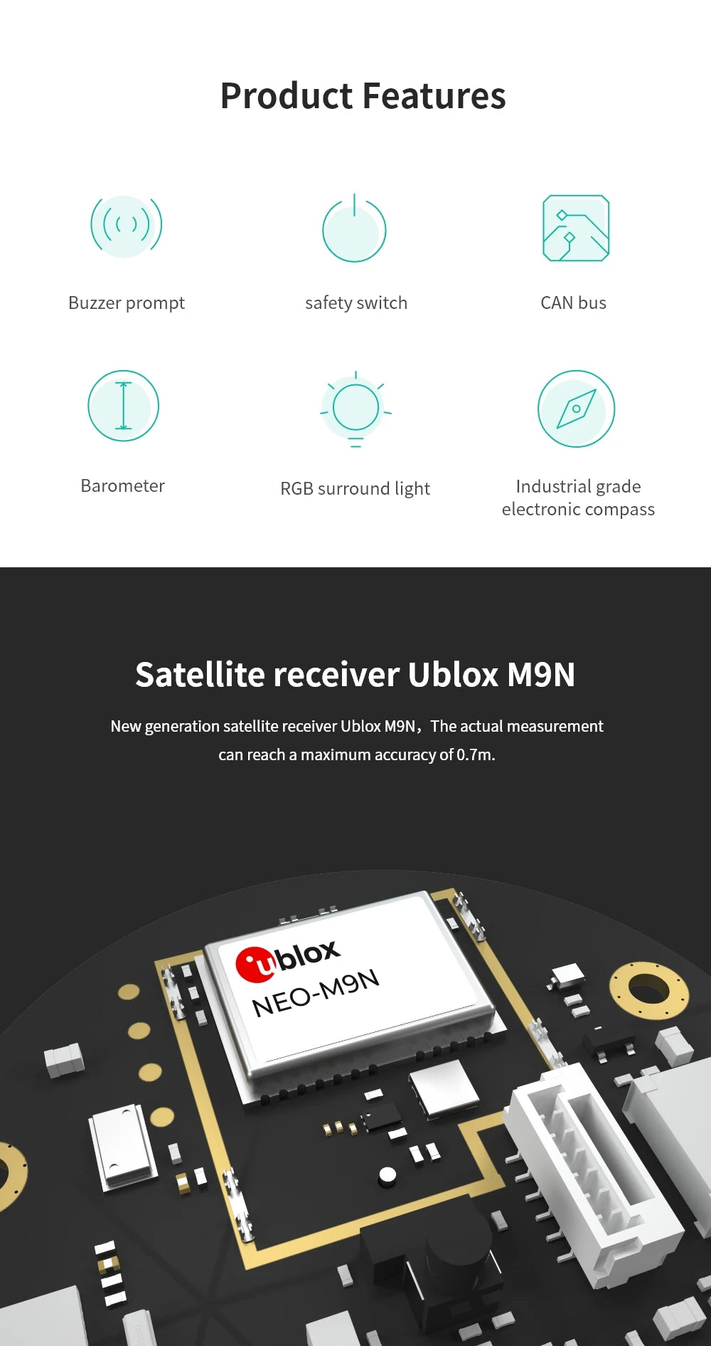 Módulo GNSS GPS CUAV NEO 3 PRO (U-blox M9N) para Controladora Vuelo PIX/Pixhawk (Soporta Ardupilot/PX4)