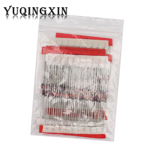 Kit Muestrario Diodos Zener (0.5W / 1/2W, 3.3V-30V, 14 Valores x 10 Unidades, DO-35) DIY - Pack 140 Piezas