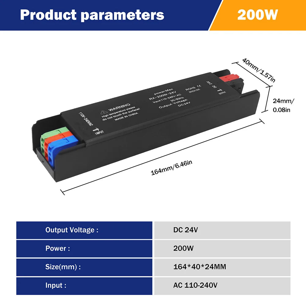 Transformador Fuente Alimentación Ultra Delgado 110V/220V a 12V/24V (60W-400W) Driver LED/CCTV