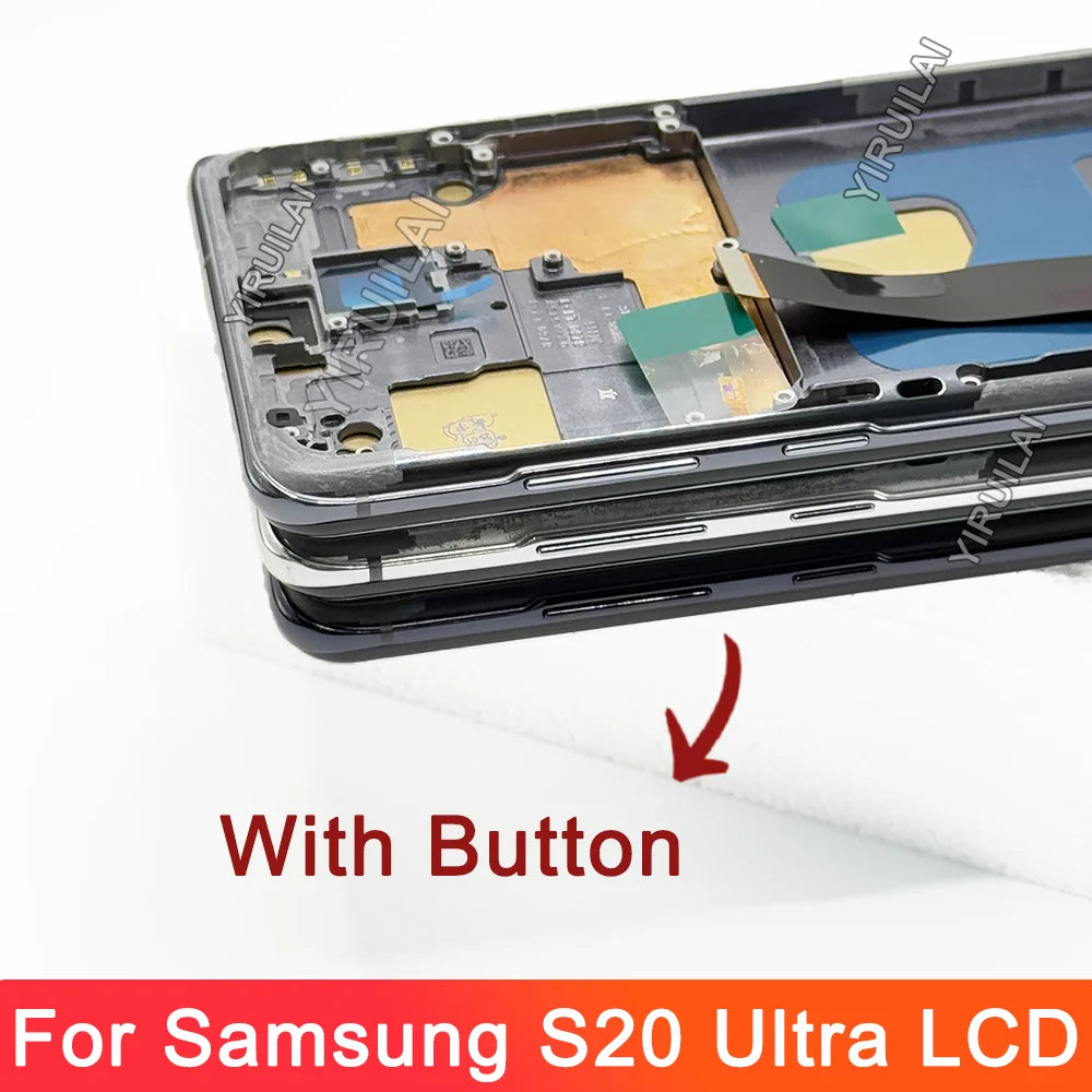 TFT S20 Ultra LCD con marco para Samsung S20 Ultra 5G LCD G988 G988B SM-G988U pantalla táctil digitalizador reemplazo