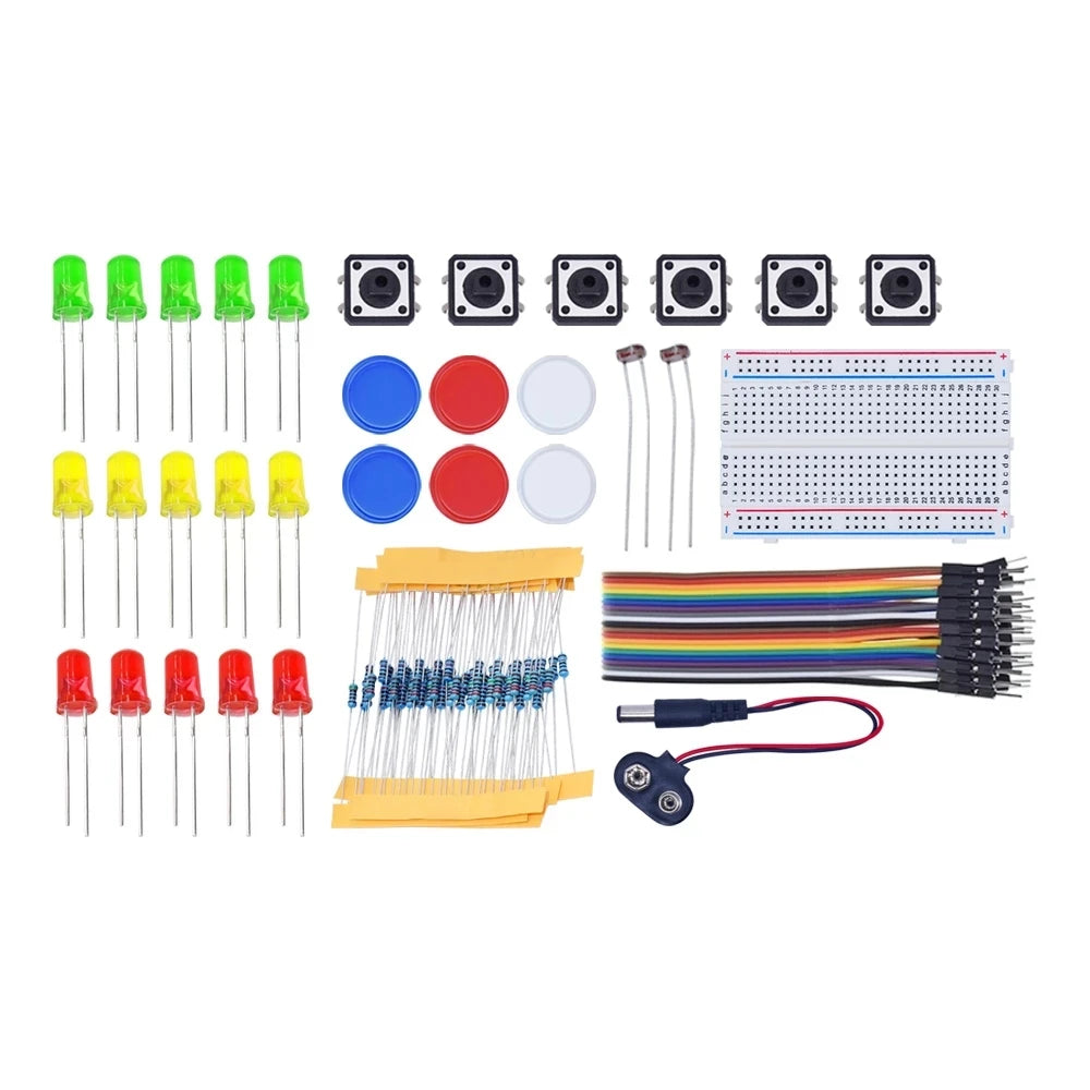 Kit Inicio para Arduino UNO R3 (Mini Protoboard, LED, Cables Jumper, Botón) para Educación Escolar/Laboratorio DIY