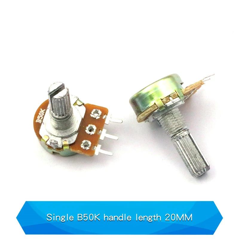 5PCS 5K 10K 20K 50K 100K 250K 500K Ohm WH148 20mm 3Pin Single link Linear Taper Rotary Potentiometer for Arduino