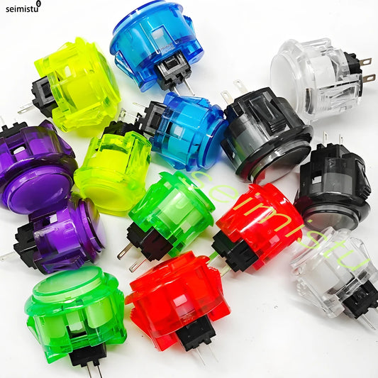 Botón Pulsador Transparente (24mm/30mm) Copia Sanwa OBS-C para Consola Videojuegos/Hitbox/Arcade PC Neo Geo (10 Unidades)