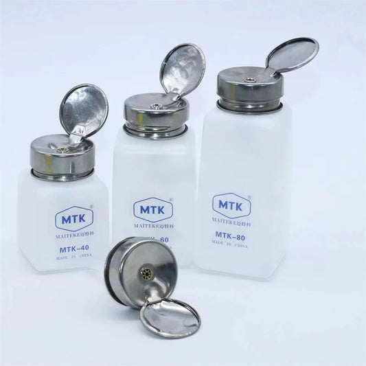 120ML 180ML 250ML Alcohol Bottle With Stainless Steel Cap Mobile Phone Maintenance Cleaning Anti Static Liquid Plastic Container