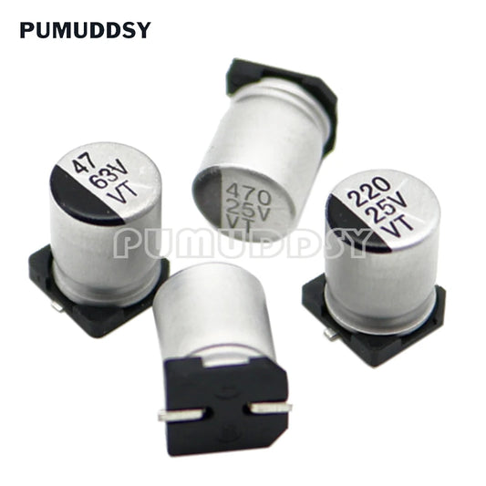 Capacitor Electrolítico Aluminio SMD (1uF-680uF, 6.3V-50V) - Pack 10 Unidades (Valores Surtidos)