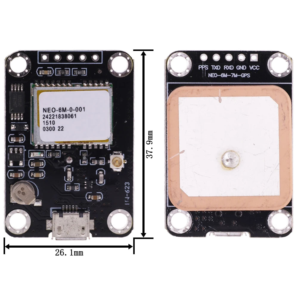Placa Desarrollo Módulo Posicionamiento Satelital GPS NEO-6M (NEO6MV2) (Micro USB) para Arduino/STM32/C51/MCU
