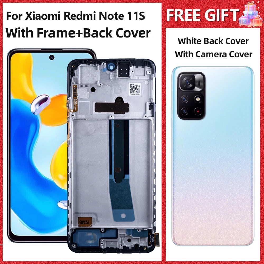 6.43"AMOLED For Xiaomi Redmi Note 11S Display 2201117SG,SI,SY,SL Screen Touch Glass Digitizer For Redmi Note11S LCD With Frame