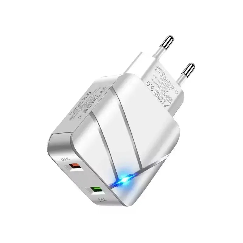 Cargador Rápido USB Tipo C 4 Puertos (QC 3.0, PD) Adaptador Corriente para Móvil iPhone/Samsung/Xiaomi (Negro)